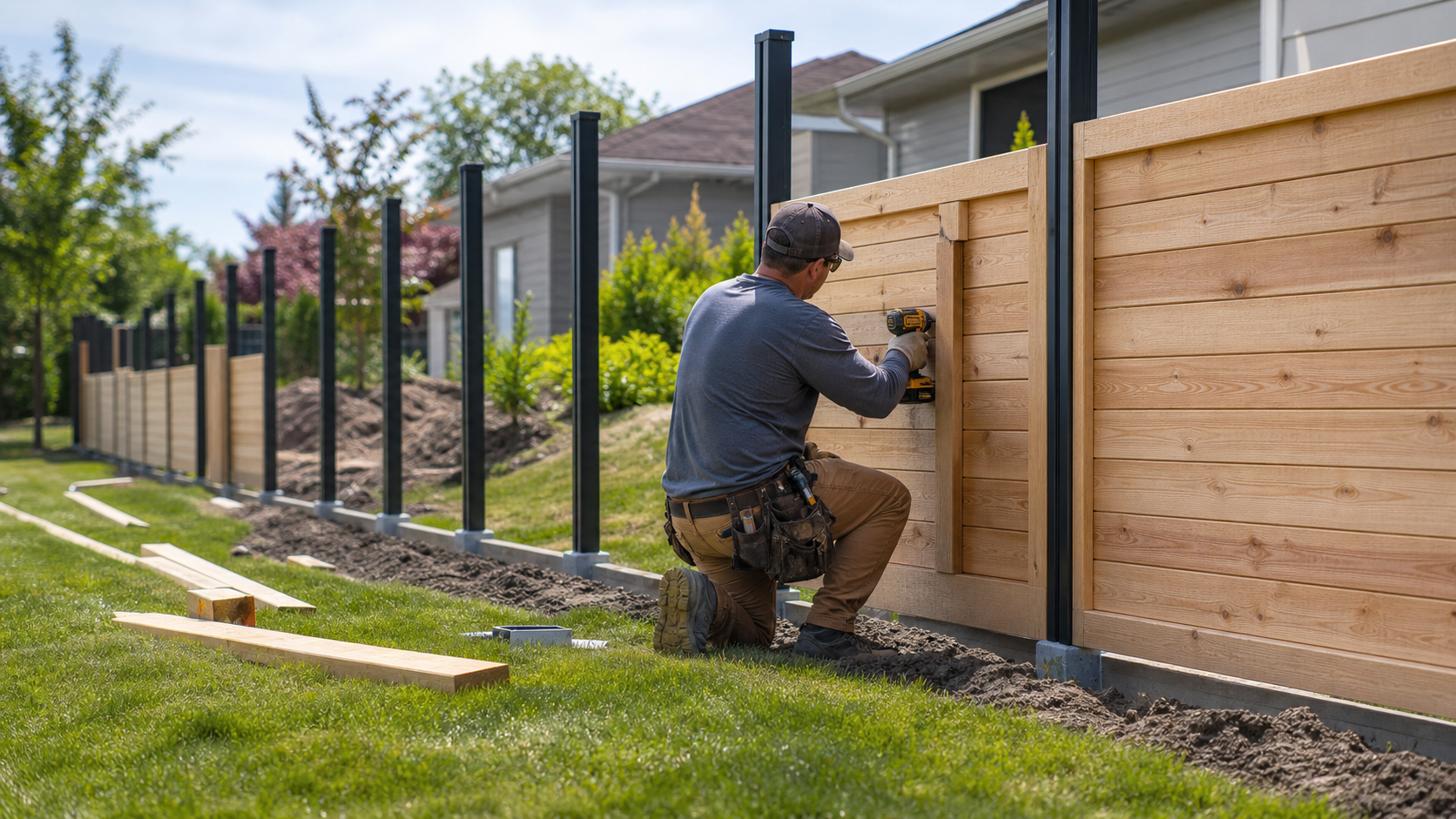 Fence material being prepared for a project